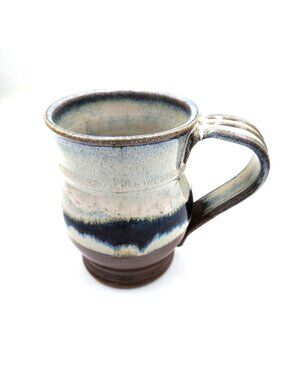 Pottery Drip Glaze Mug 22 Oz Handmade Blue Brown Fired Good Earth Pottery Signed